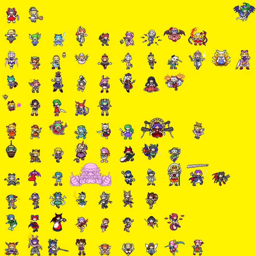 hakurei reimu, kirisame marisa, remilia scarlet, flandre scarlet, izayoi sakuya, and 79 more (touhou and 3 more) drawn by kirai_shouen