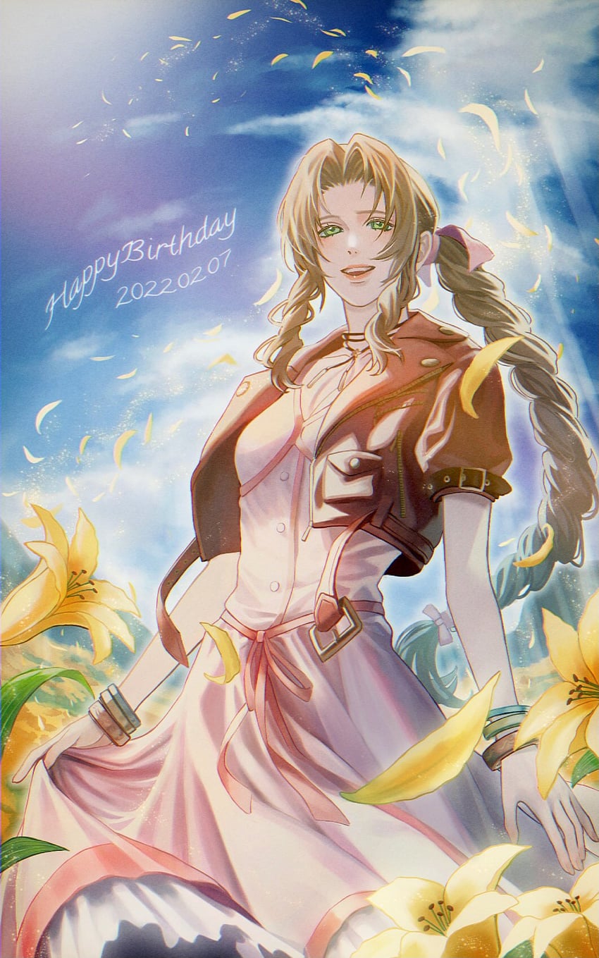 aerith gainsborough (final fantasy and 2 more) drawn by 0_ebj