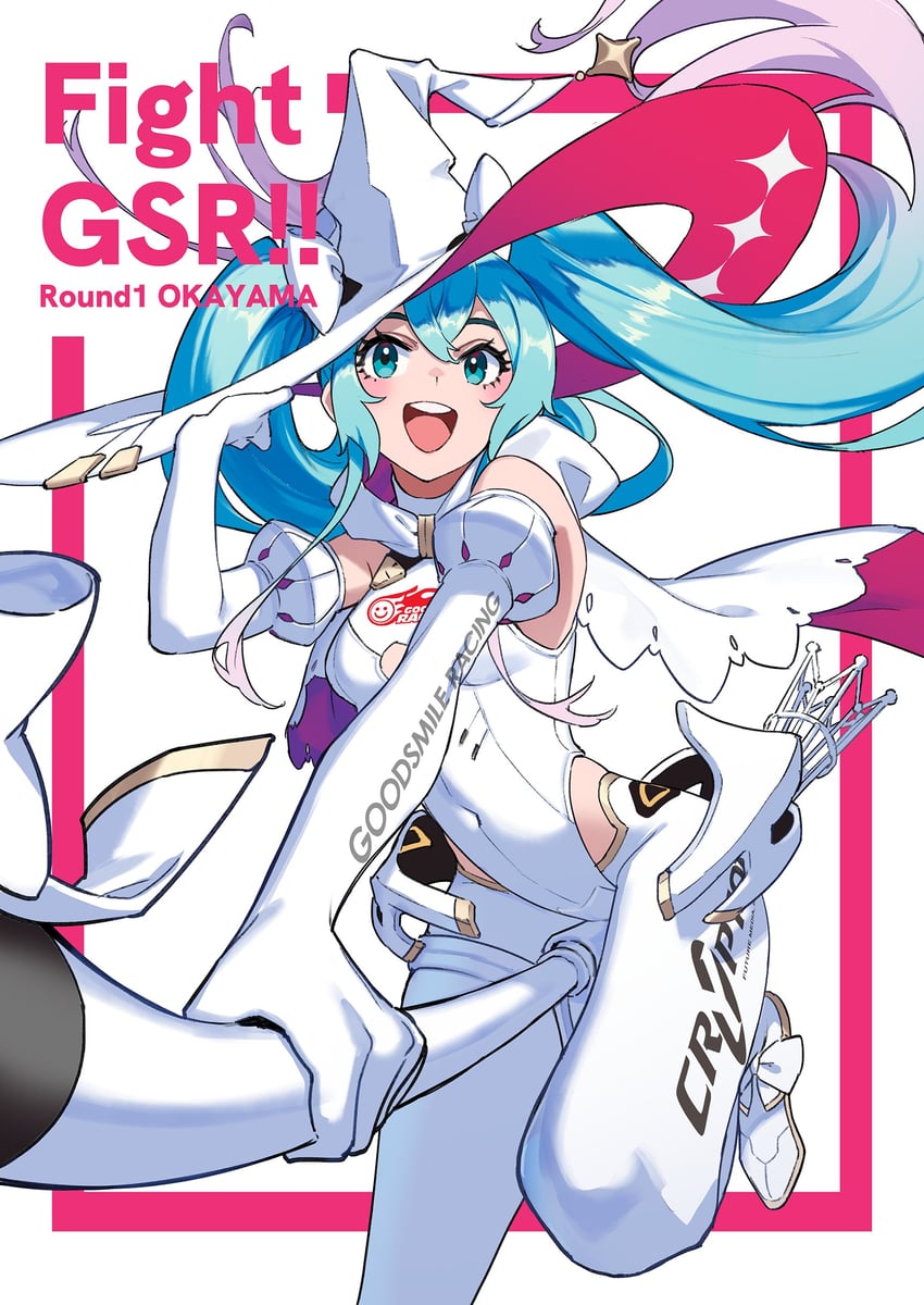 hatsune miku and racing miku (vocaloid and 2 more) drawn by mogumo