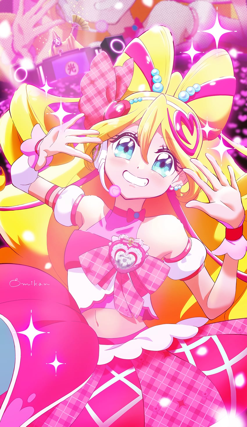 sakura uta and cure idol (precure and 1 more) drawn by omikan_(asasmikan100)