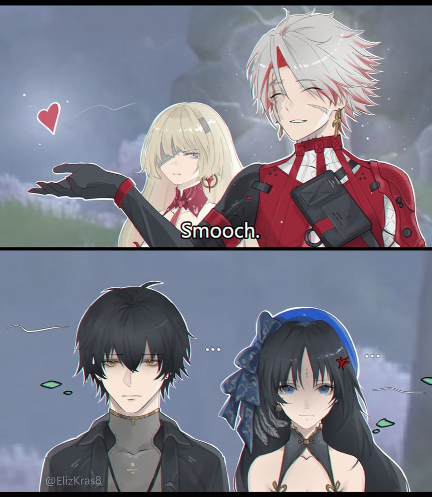 rover, male rover, yangyang, scar, and phrolova (wuthering waves) drawn by elizkras