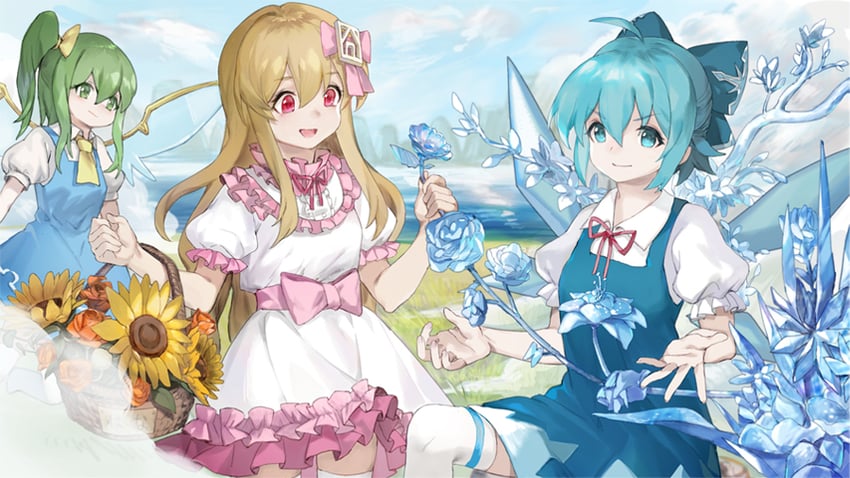 cirno, daiyousei, and keisenko (original and 1 more) drawn by rhachen