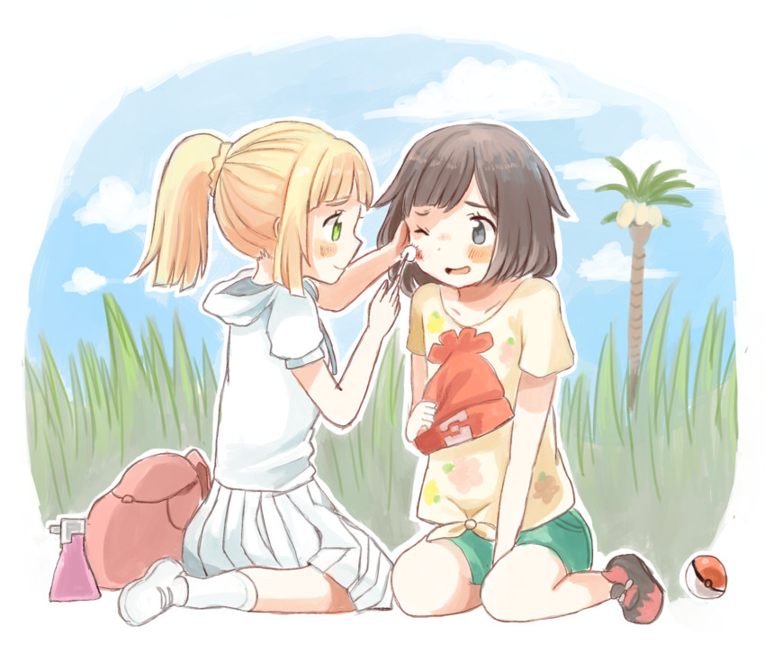 lillie, selene, and alolan exeggutor (pokemon and 1 more) drawn by foomi