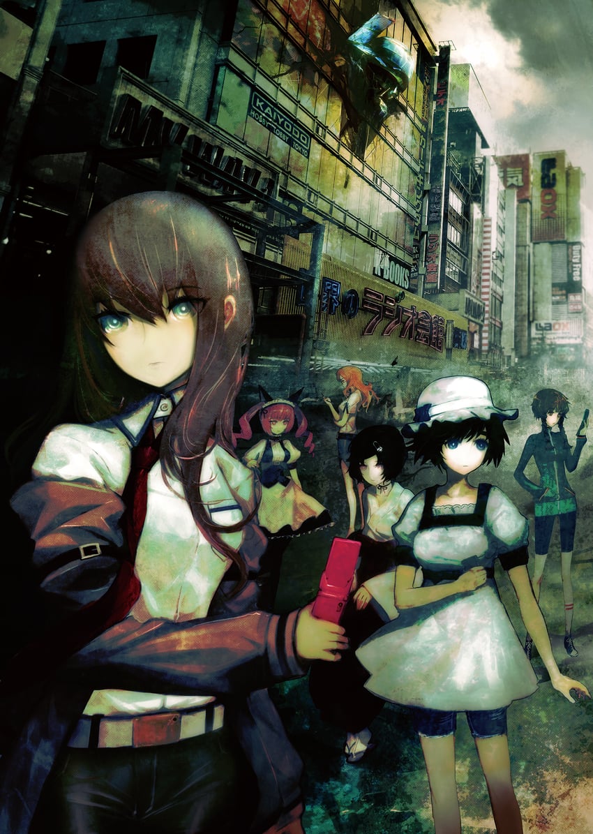 makise kurisu, shiina mayuri, amane suzuha, urushibara ruka, akiha rumiho, and 1 more (steins;gate) drawn by huke