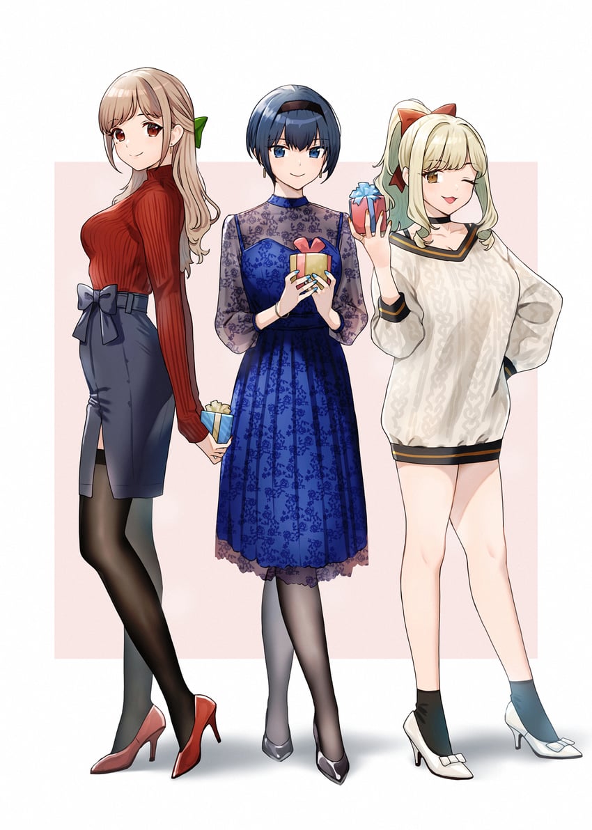 akaori umeka, kirito mihoko, and sawamoto mikan (kaisha no senpai akaori-san) drawn by doushimasho