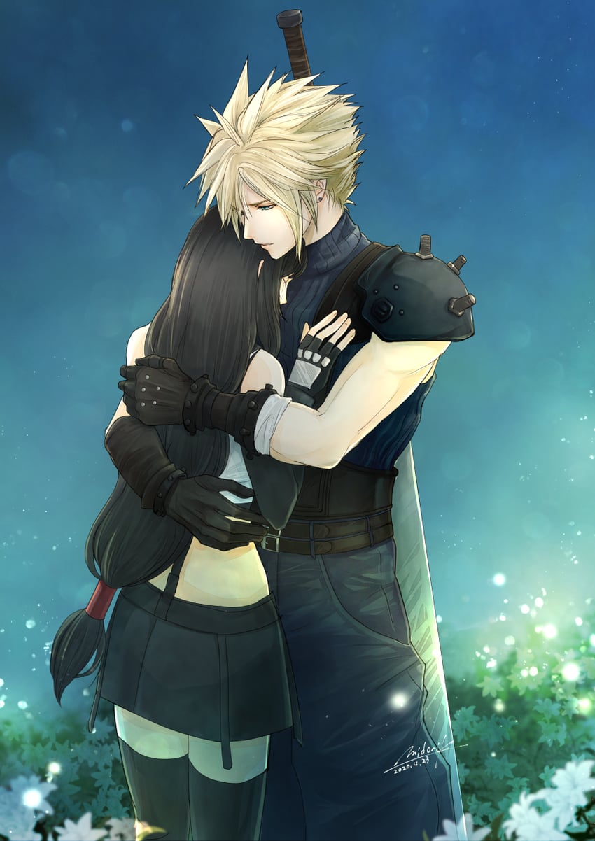 tifa lockhart and cloud strife (final fantasy and 2 more) drawn by himmelisch-garten