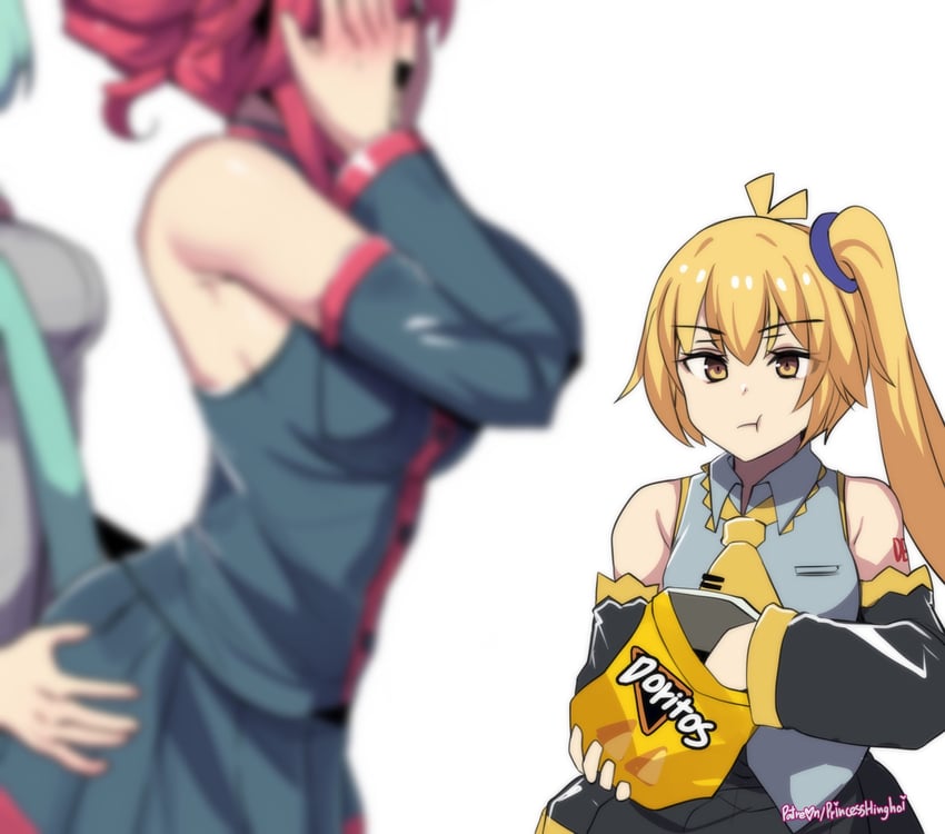 hatsune miku, kasane teto, and akita neru (vocaloid and 2 more) drawn by hinghoi