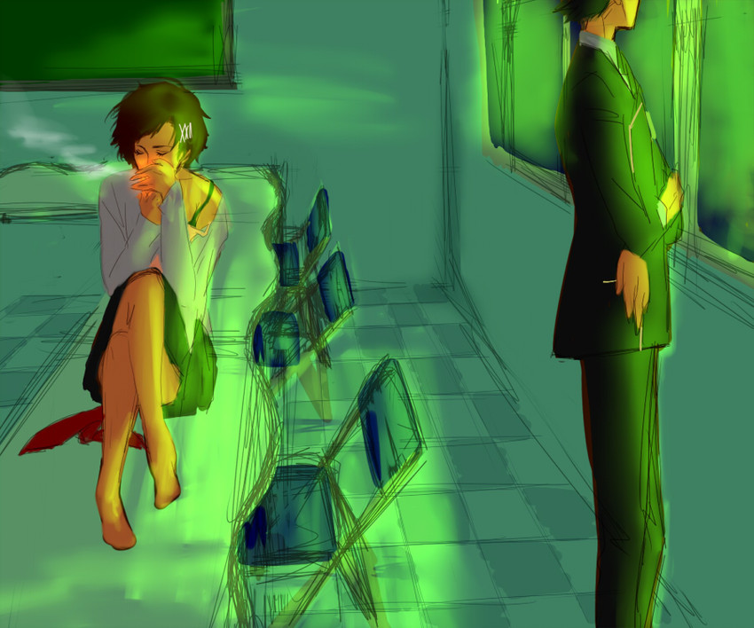 shiomi kotone and odagiri hidetoshi (persona and 2 more) drawn by marimozawa_tomoe