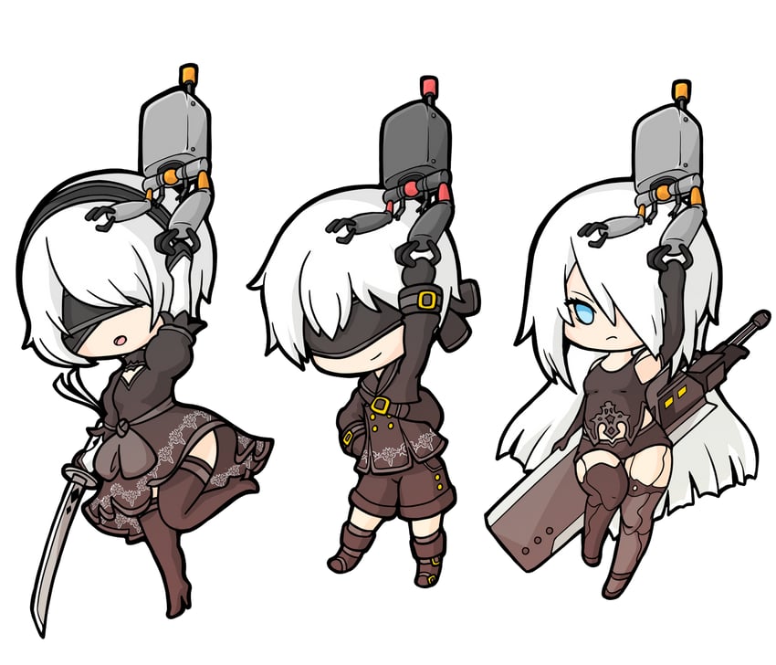 2b, 9s, pod, and a2 (nier and 1 more) drawn by teaholic