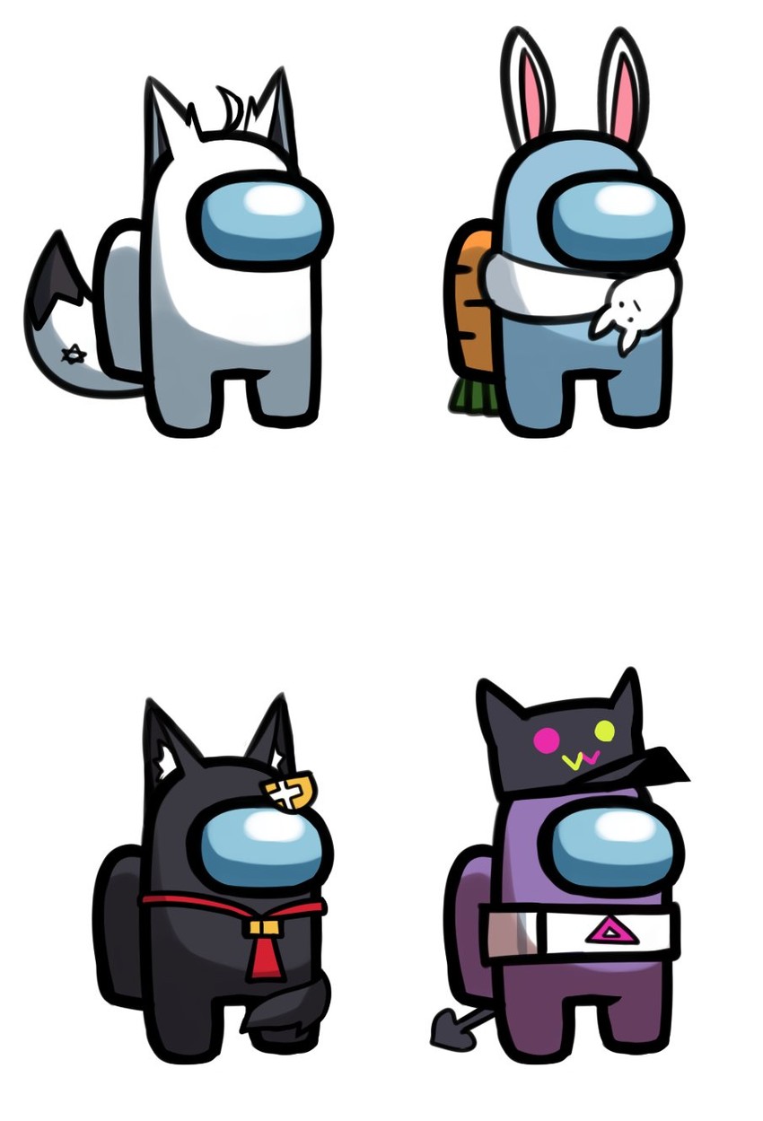 shirakami fubuki, usada pekora, tokoyami towa, ookami mio, don-chan, and 2 more (hololive and 1 more) drawn by pinguinkotak