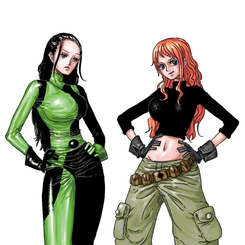 nami, nico robin, shego, and kim possible (one piece and 1 more) drawn by eiichiroyoda