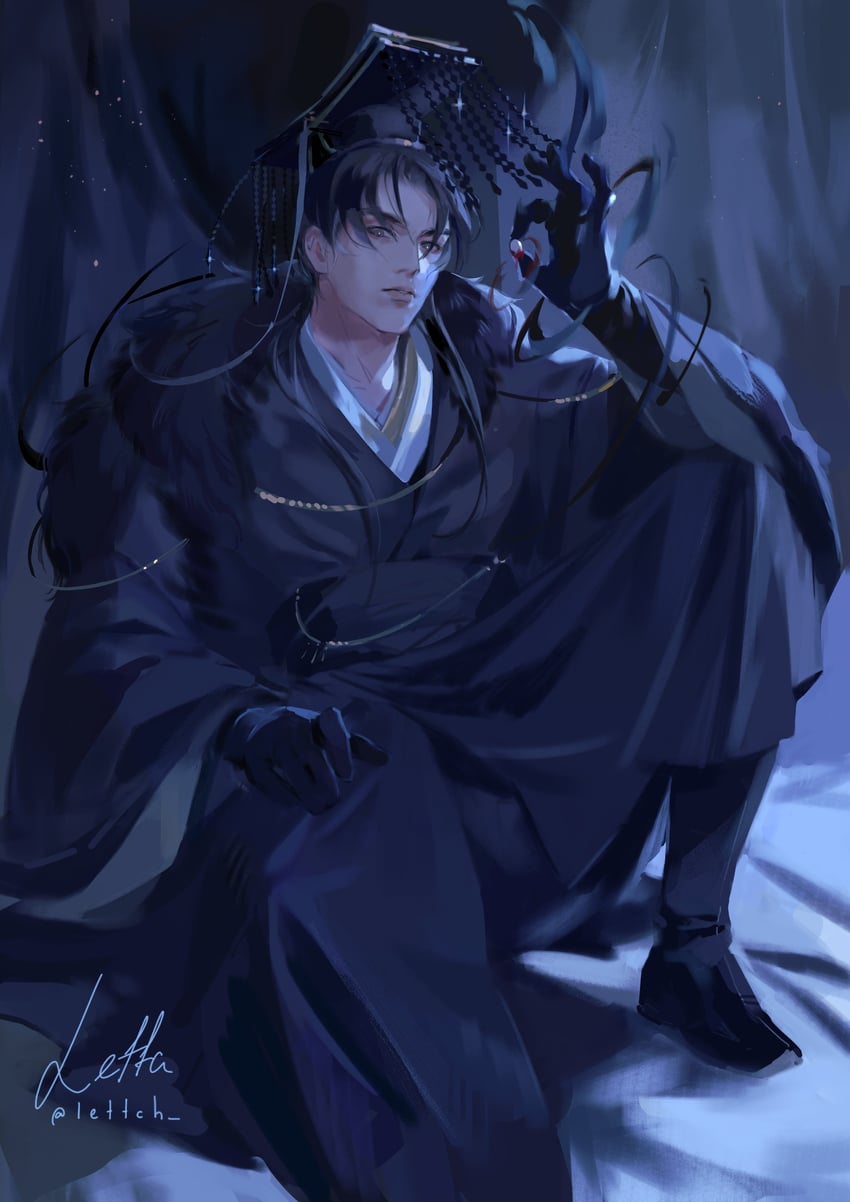 mo ran and taxian-jun (erha he ta de bai mao shizun) drawn by lettch