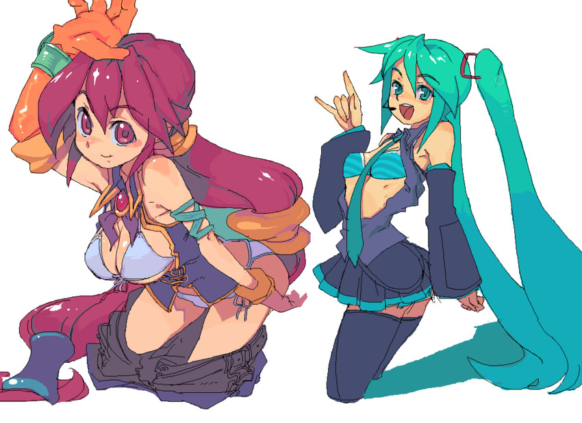 hatsune miku and monica (vocaloid and 1 more) drawn by metata