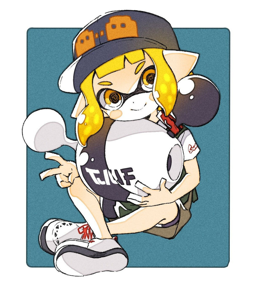 inkling player character and inkling girl (splatoon and 1 more) drawn by sen_squid