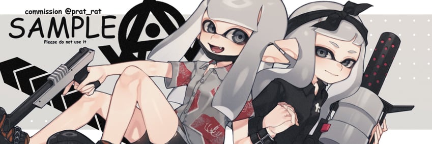 inkling player character and inkling girl (splatoon) drawn by prat_rat