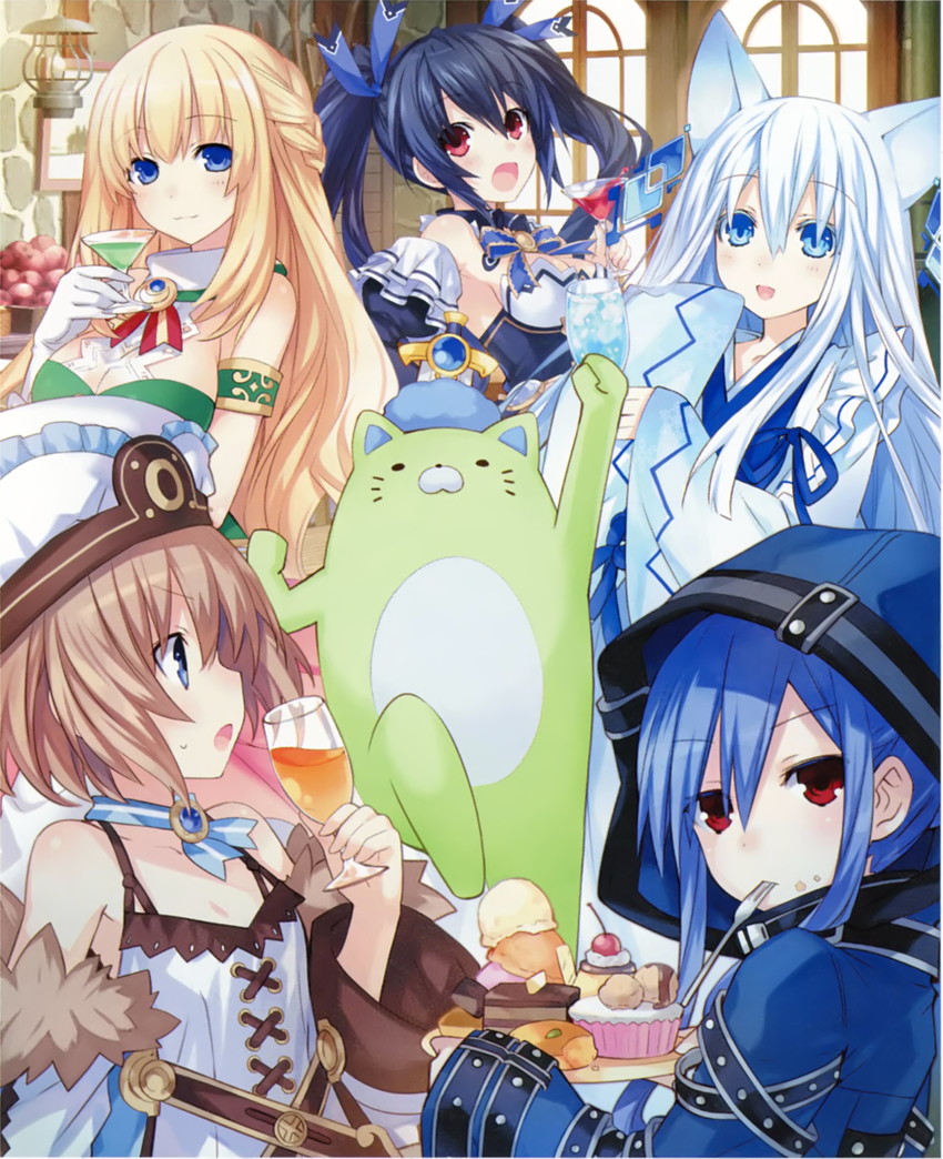 noire, blanc, vert, effole, and karin (neptune and 1 more) drawn by tsunako