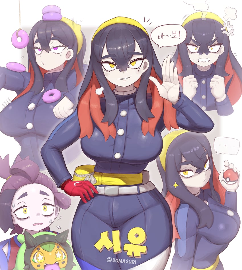 kieran, carmine, and ogerpon (pokemon and 1 more) drawn by domaguri