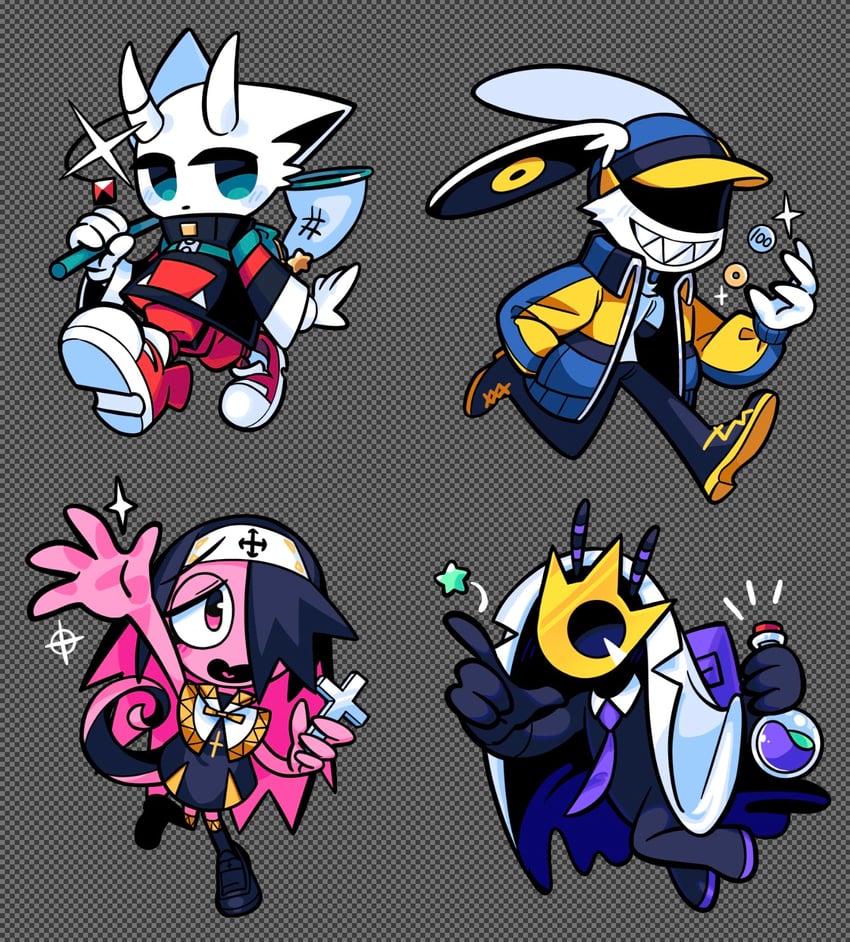 sol, regito, lumena, and chris (original) drawn by kana_tera