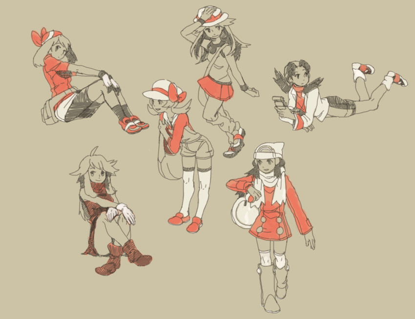 dawn, may, leaf, lyra, kris, and 1 more (pokemon and 7 more) drawn by yo_mo