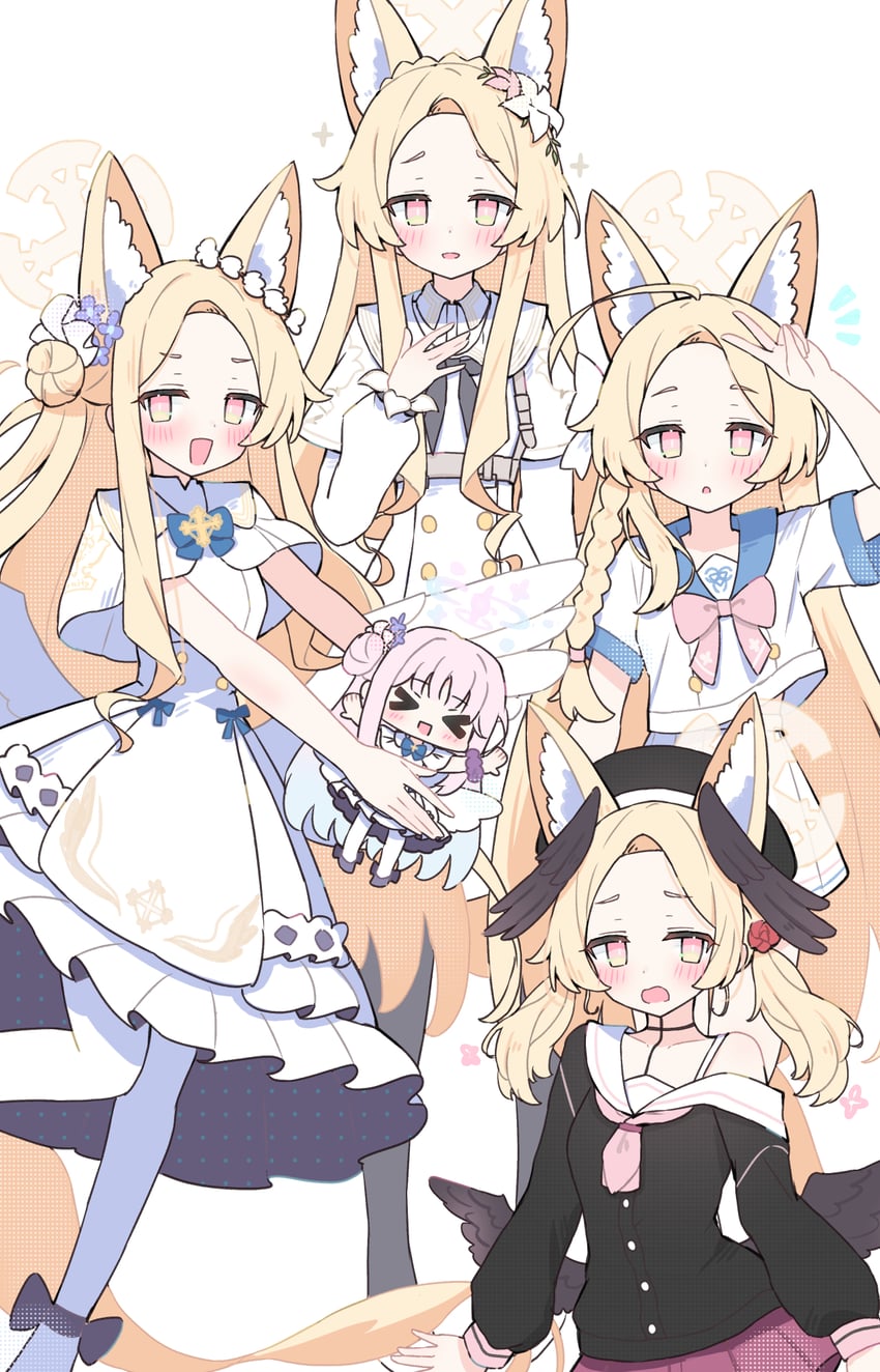 mika, koharu, hanako, seia, and nagisa (blue archive) drawn by sateto_(user_knrf2332)