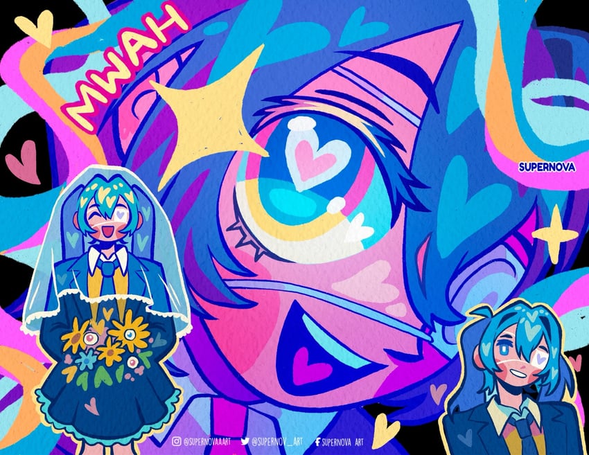 hatsune miku (vocaloid and 1 more) drawn by supernovaart