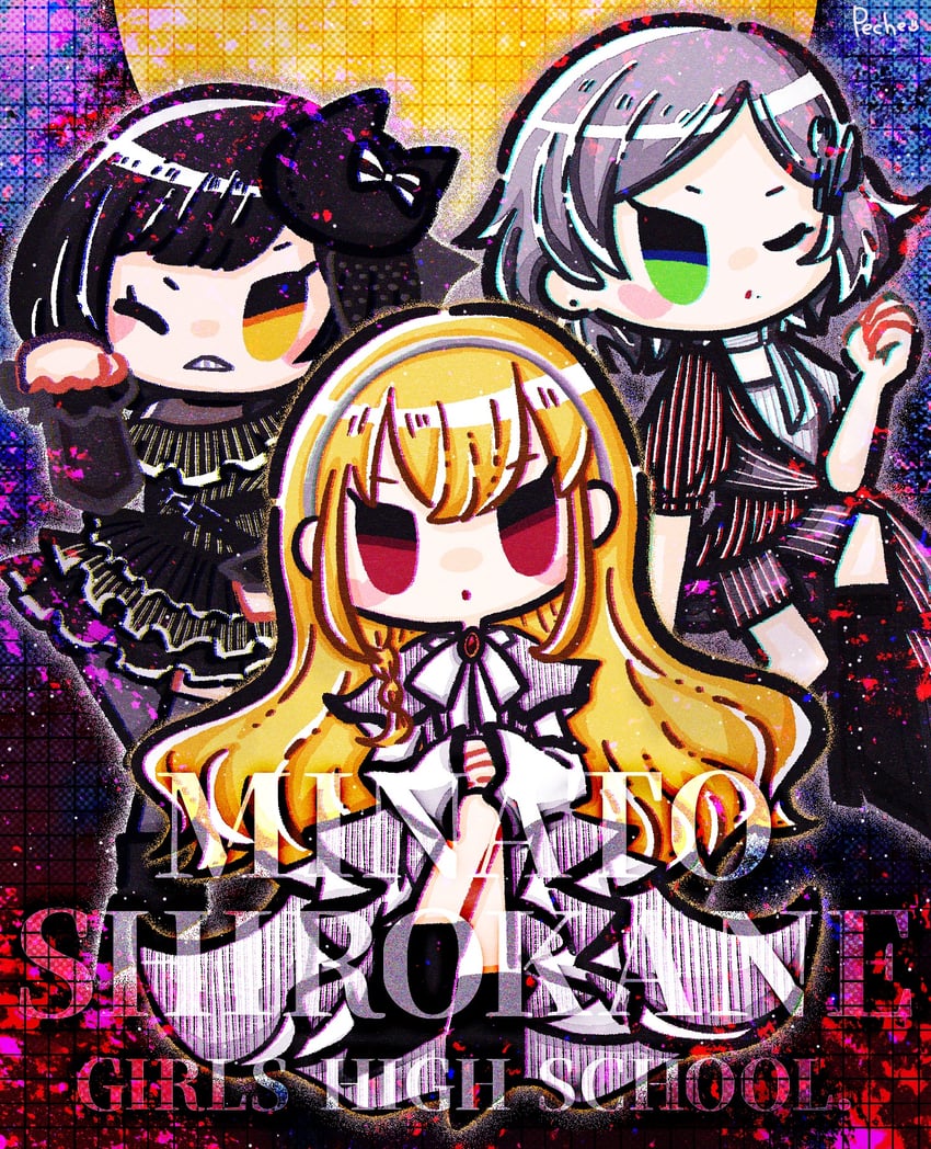 kurogane tama, shirokane aki, and haijima ginka (denonbu) drawn by ribbon8holic