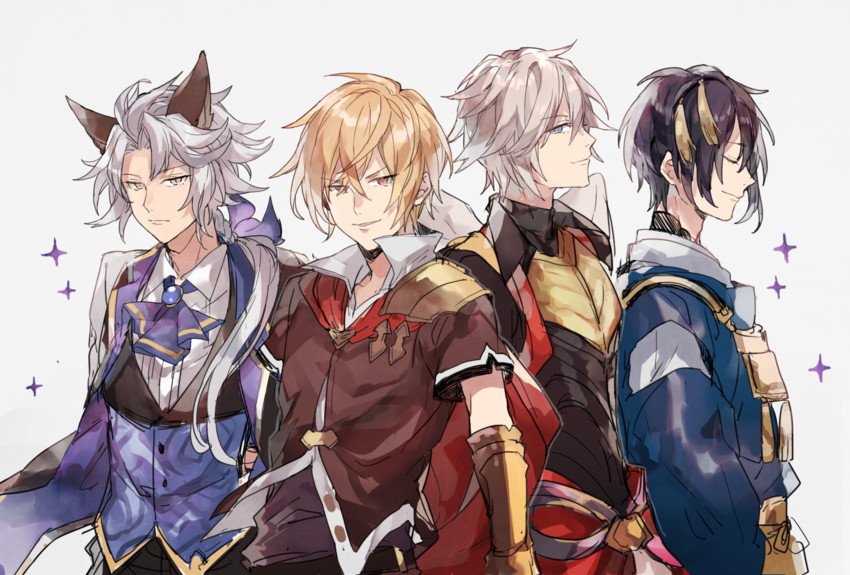 mikazuki munechika, lucio, seruel, and albert (granblue fantasy and 2 more) drawn by waltz_(tram)