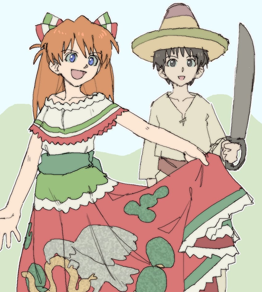 souryuu asuka langley and ikari shinji (neon genesis evangelion) drawn by pantsu-ripper