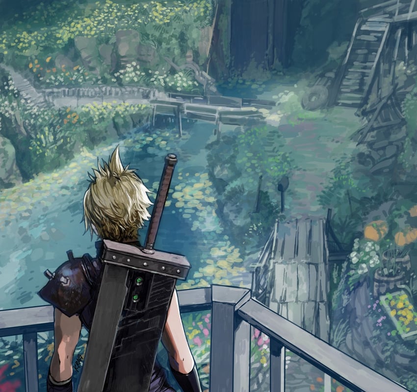cloud strife (final fantasy and 2 more) drawn by yum0811
