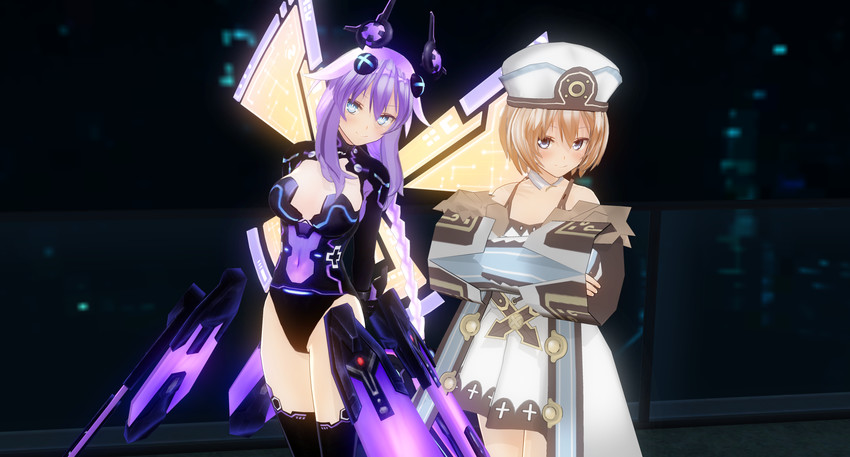 purple heart and blanc (neptune) drawn by sumxsum03