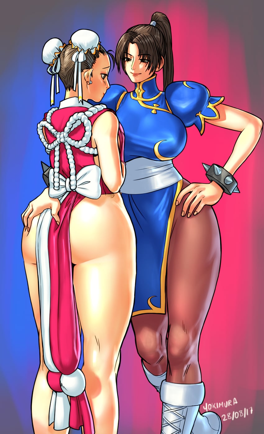 chun-li and shiranui mai (street fighter and 2 more) drawn by yokimura