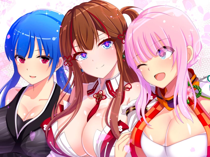 toki, sekirei, and mizuki (senran kagura and 1 more) drawn by betterthanbone2
