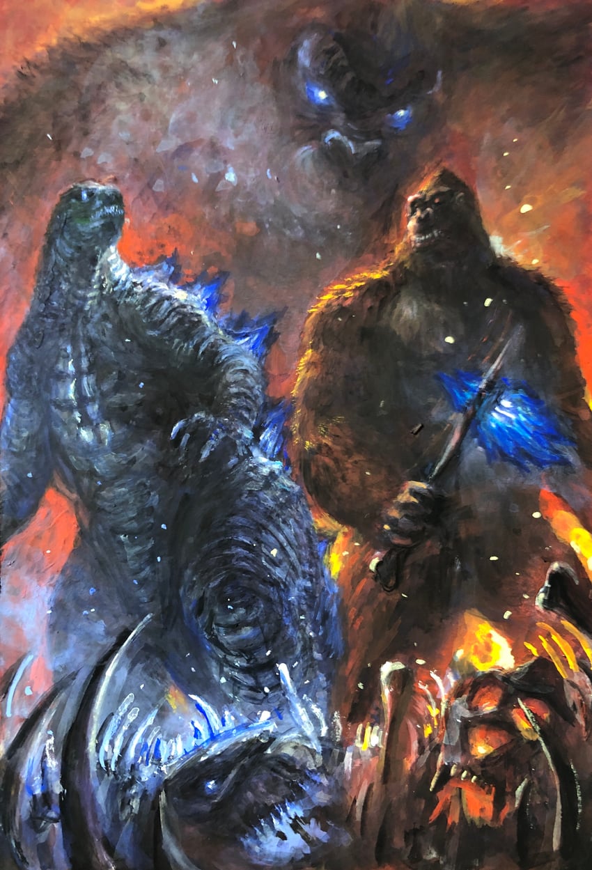 godzilla, king kong, kong, and skar king (godzilla and 6 more) drawn by g.n.a