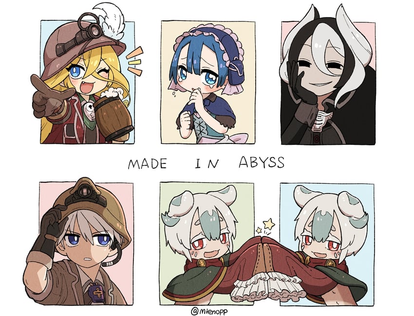 ozen, maruruk, lyza, jiruo, menae, and 1 more (made in abyss) drawn by kawasemi27