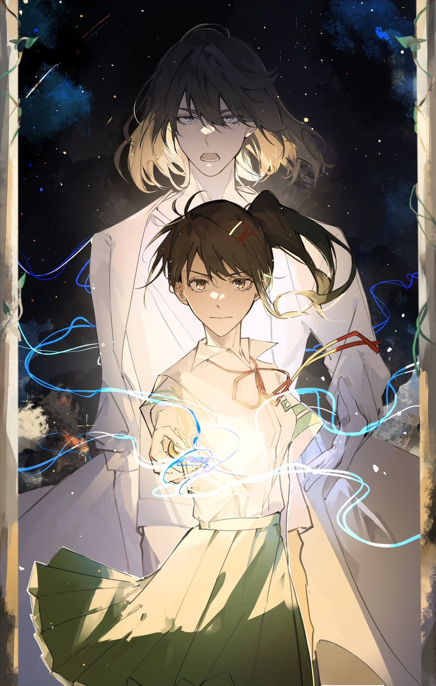 iwato suzume and munakata souta (suzume no tojimari) drawn by yingqian1010