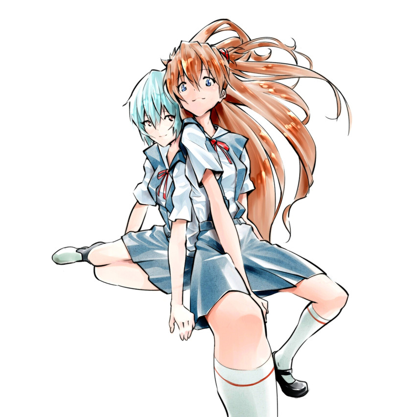 souryuu asuka langley and ayanami rei (neon genesis evangelion) drawn by pikushibuaidhy