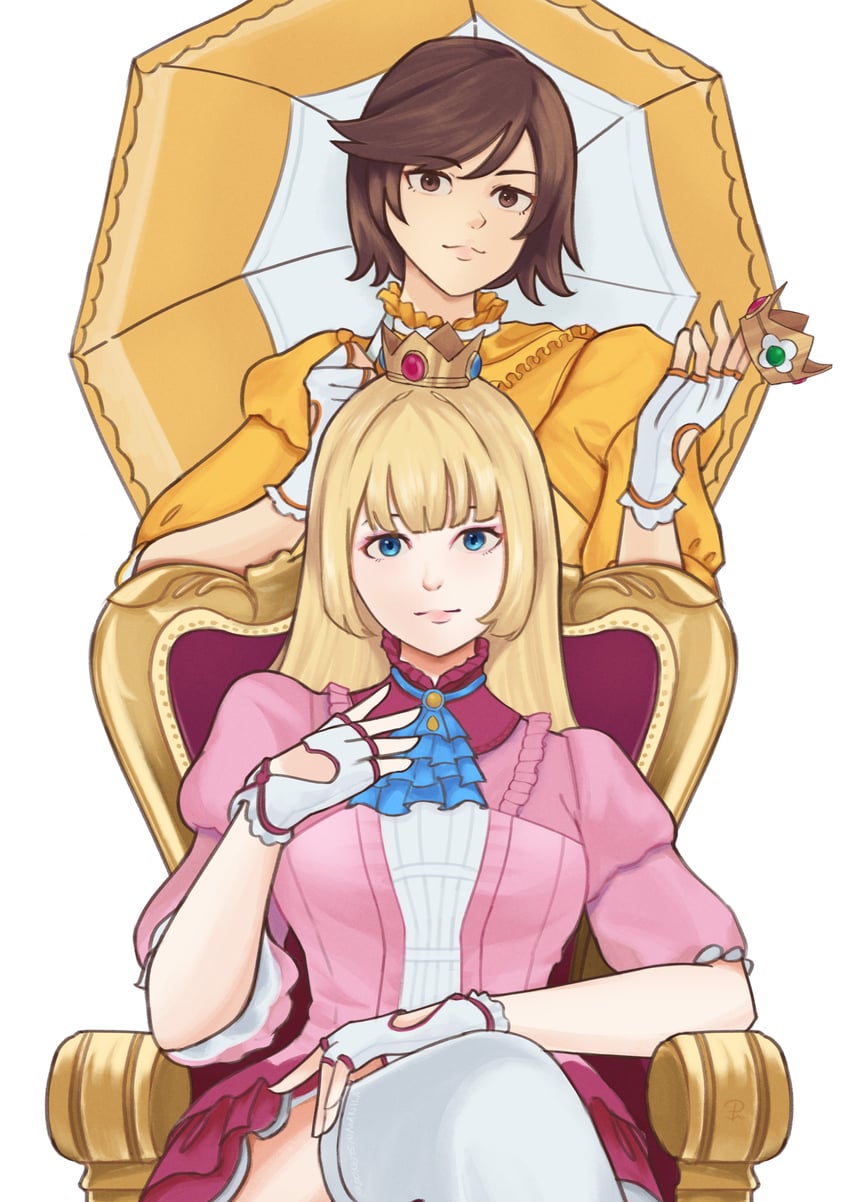 princess peach, princess daisy, kazama asuka, and lili (mario and 2 more) drawn by donima_(donutsinmanila)