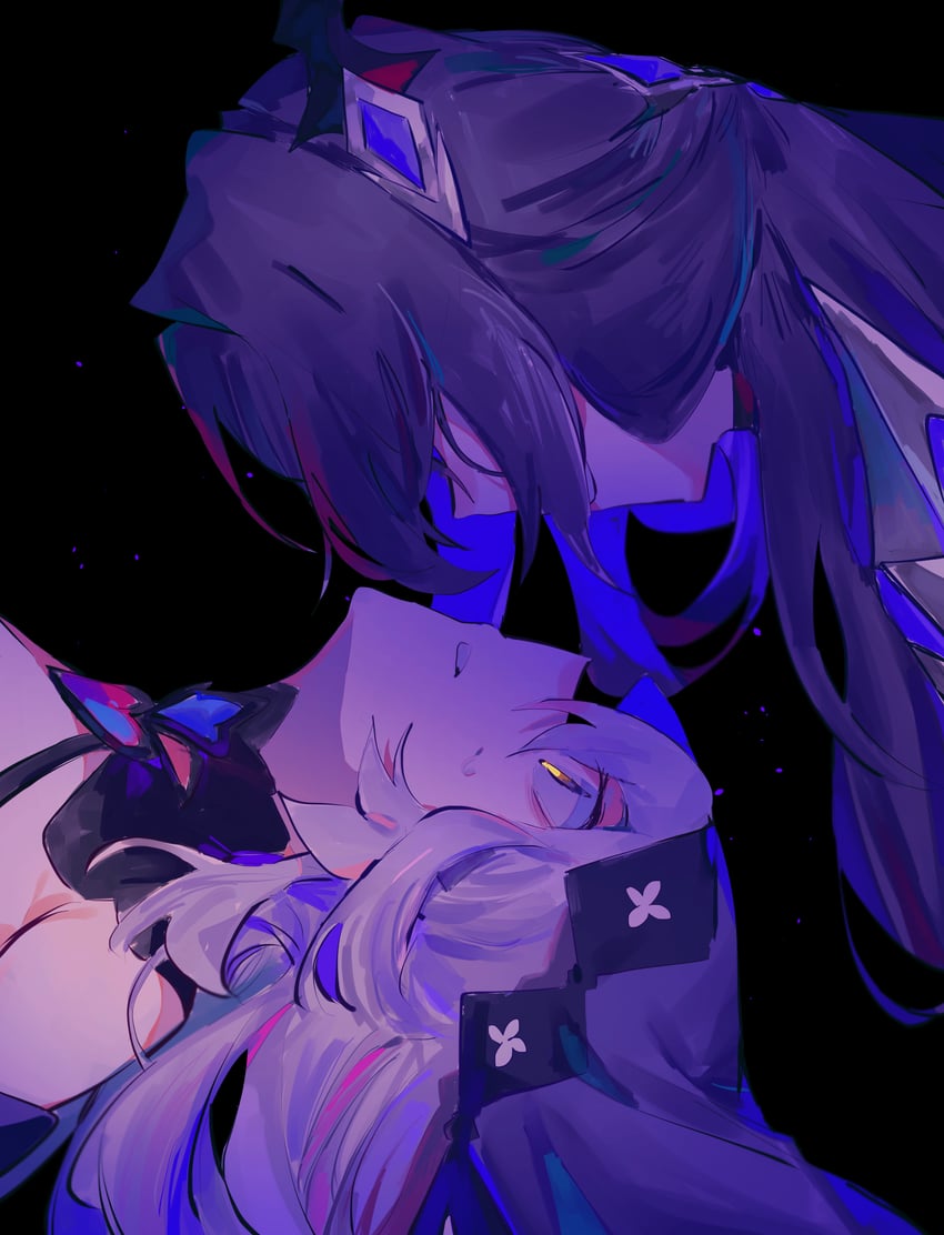 acheron and black swan (honkai and 1 more) drawn by peko_teupel