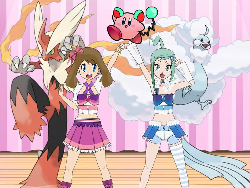 kirby, may, altaria, marill, blaziken, and 3 more (pokemon and 3 more)