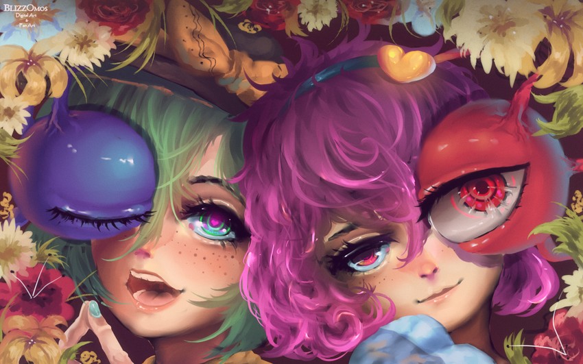 komeiji koishi and komeiji satori (touhou) drawn by blizzomos