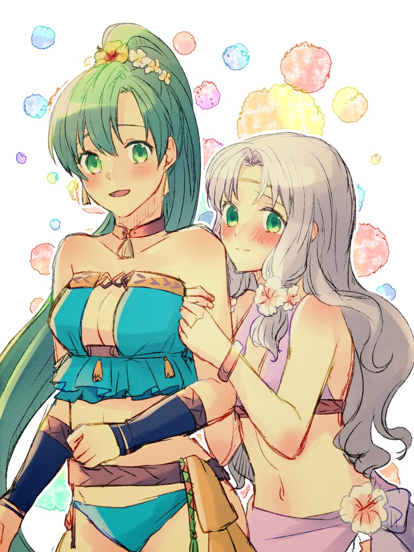 lyn and florina (fire emblem and 2 more) drawn by nishimura_(shinchinagachi)