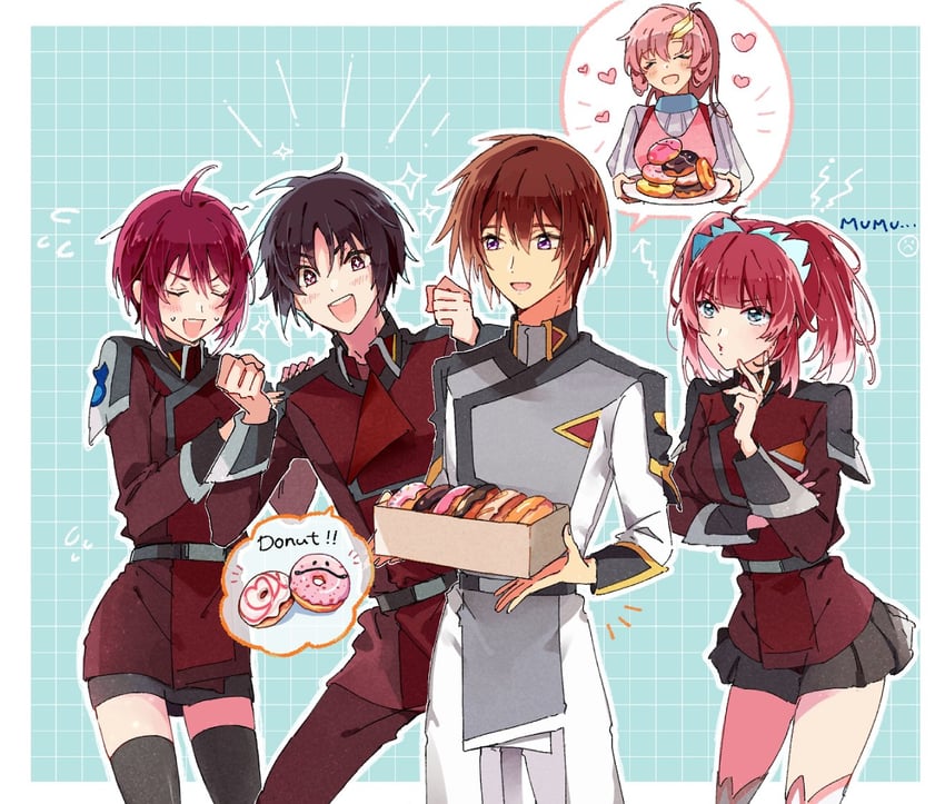lacus clyne, lunamaria hawke, kira yamato, shinn asuka, and agnes giebenrath (gundam and 2 more) drawn by uni_(gumin)