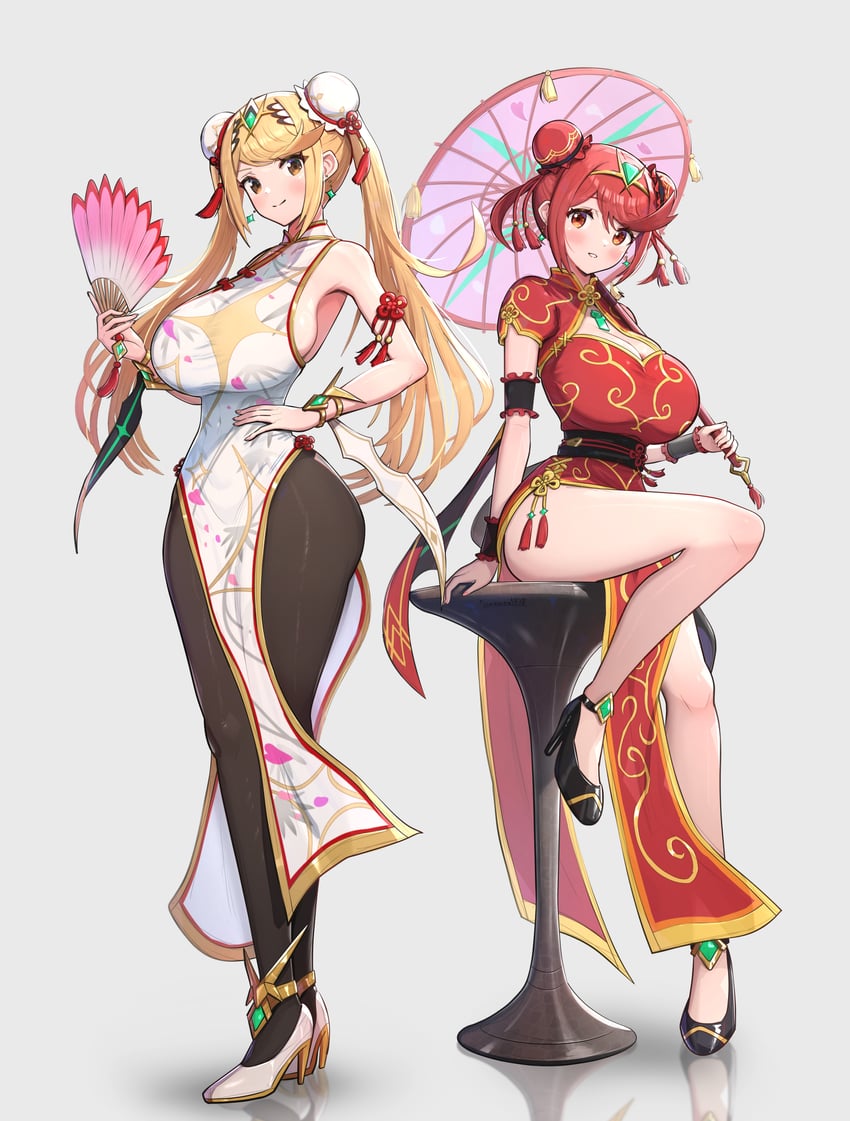 pyra and mythra (xenoblade chronicles and 2 more) drawn by gonzarez