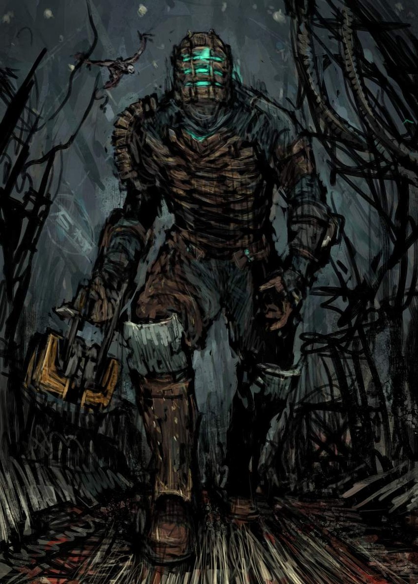 isaac clarke and leaper (dead space) drawn by moto_murabito