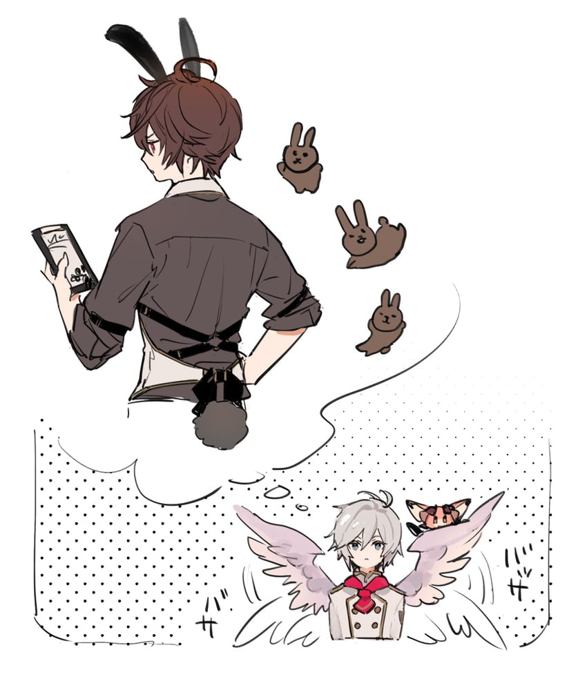 sandalphon and lucifer (granblue fantasy) drawn by iwashi_(morpho000)