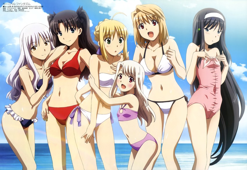 artoria pendragon, saber, tohsaka rin, illyasviel von einzbern, arcueid brunestud, and 2 more (fate and 5 more) drawn by amisaki_ryouko