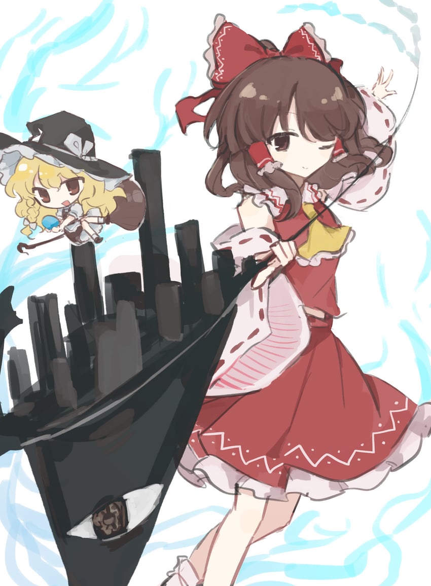hakurei reimu and kirisame marisa (touhou and 1 more) drawn by wusem0108