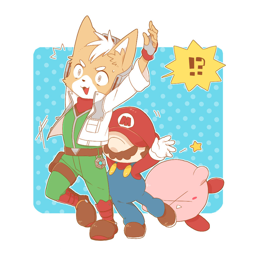 kirby, mario, and fox mccloud (mario and 4 more) drawn by riomario