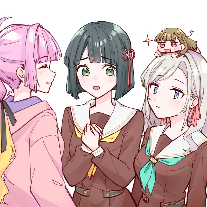 momose ginko, anyoji hime, kachimachi kosuzu, and ceras yanagida lilienfeld (love live! and 1 more) drawn by zangemiya