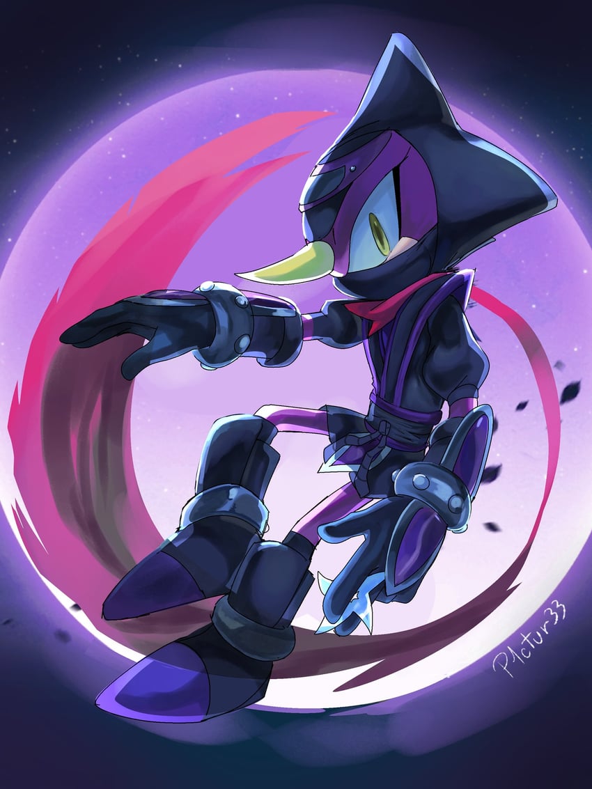 espio the chameleon (sonic and 1 more) drawn by zarenix_(p1ctur33)